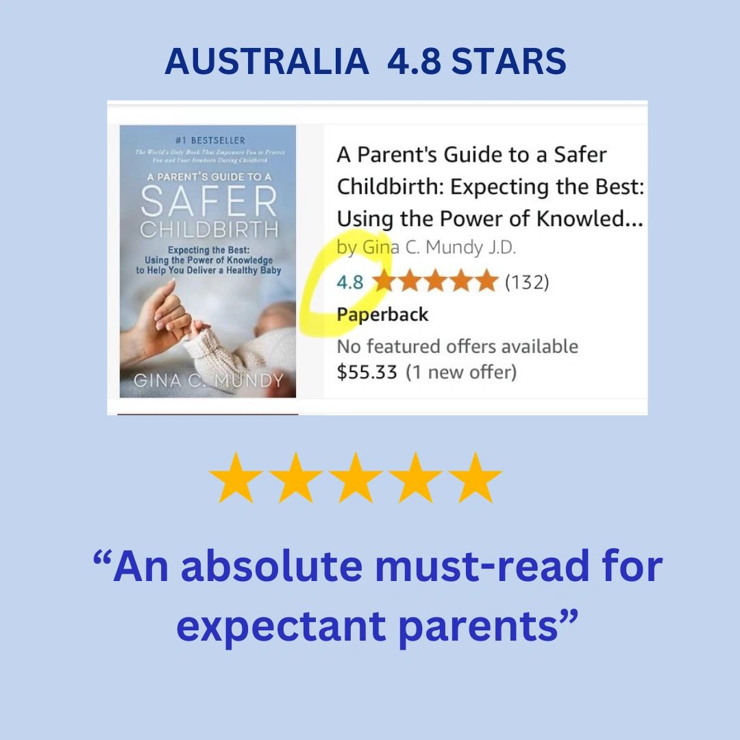 Australia Amazon listing — A Parent's Guide to a Safer Childbirth, 4.8 stars